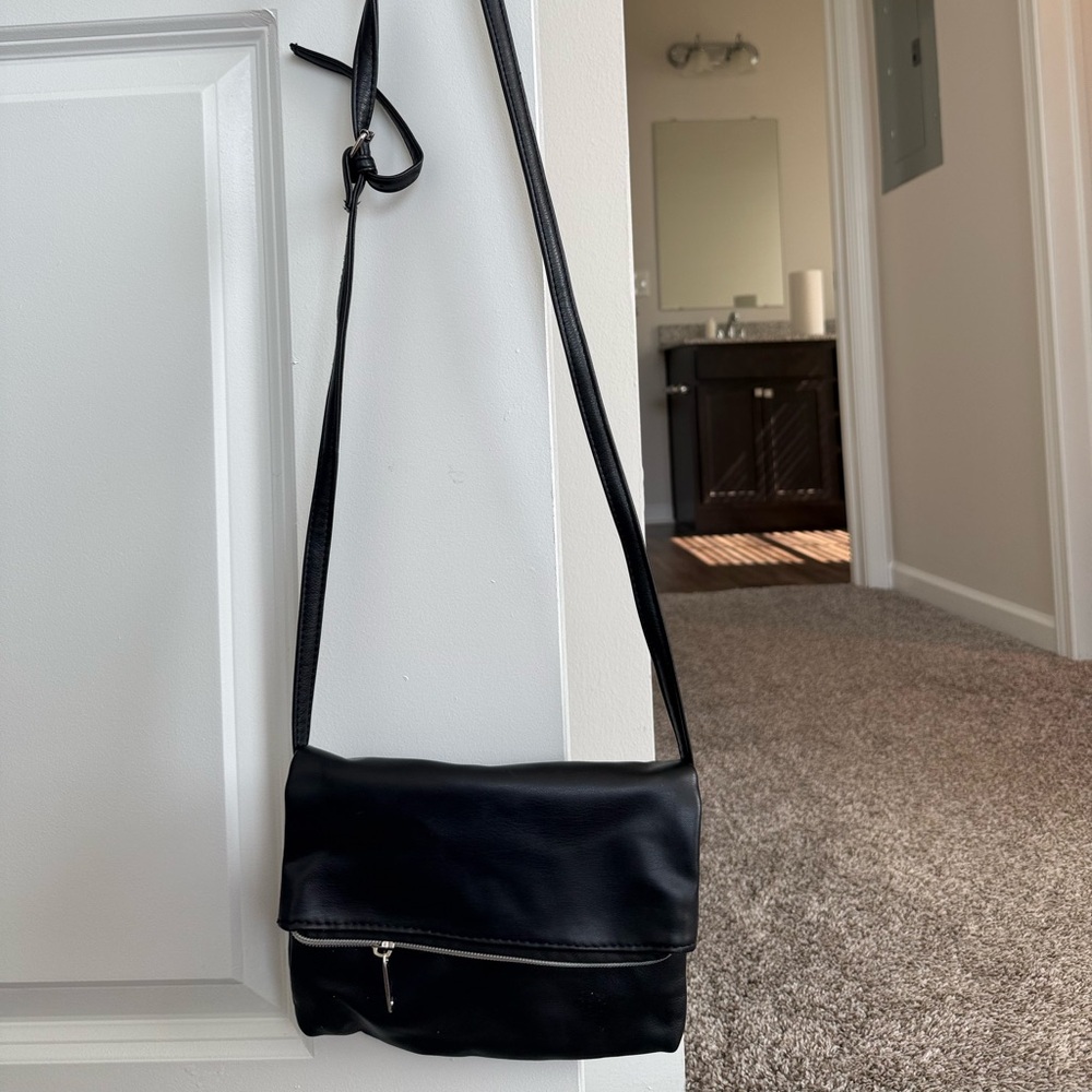 Black Leather Crossbody Bag